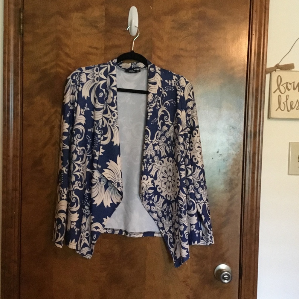Lily Brand, 2XL, Blue and Cream, Plus Size Woman’s Jacket